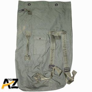 Large Army Military Top Load Green Canvas Duffel Bag Vintage